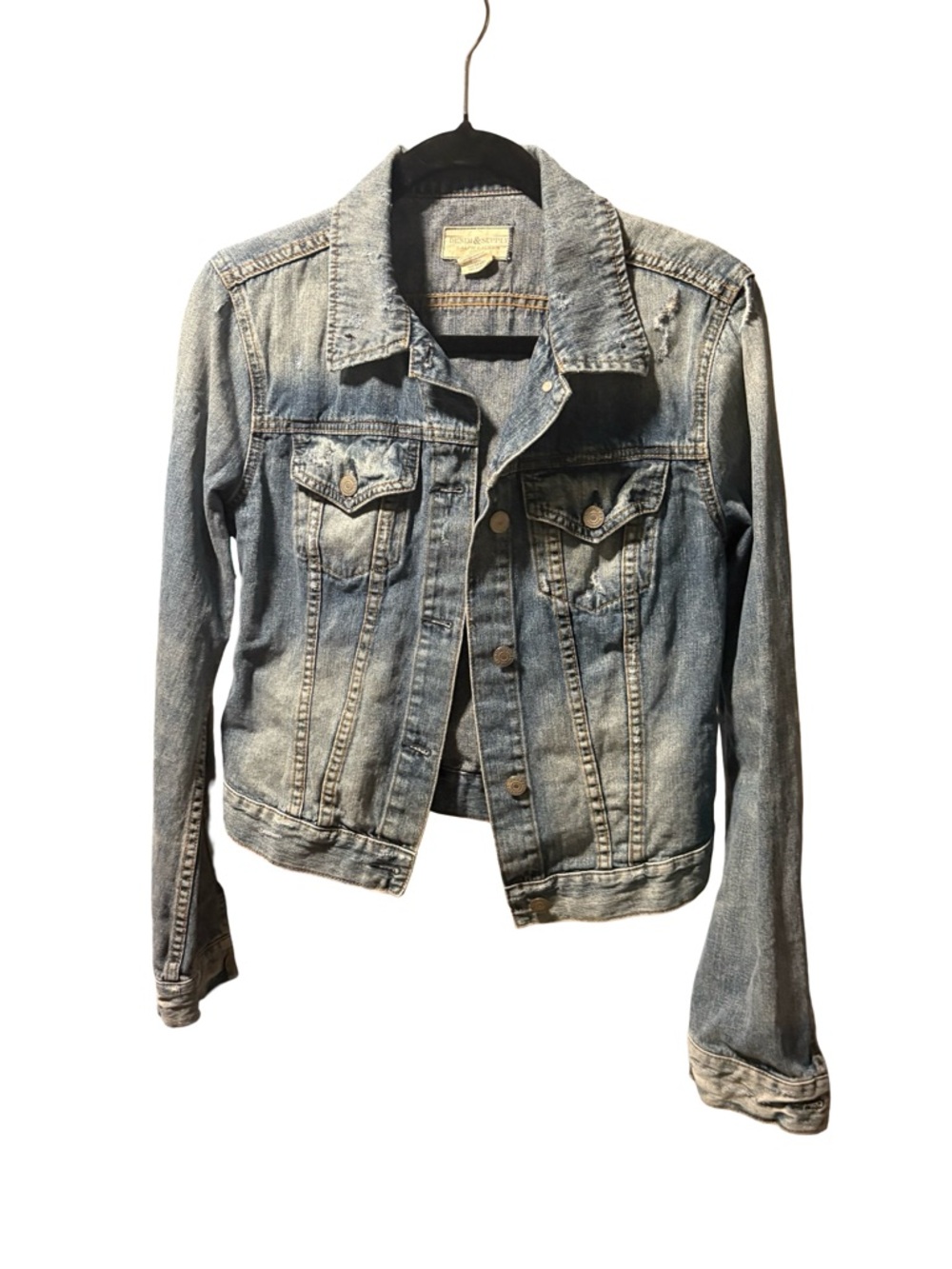 Denim & Supply Ralph Lauren Distressed Denim Jacket Light Wash Cotton Sz S